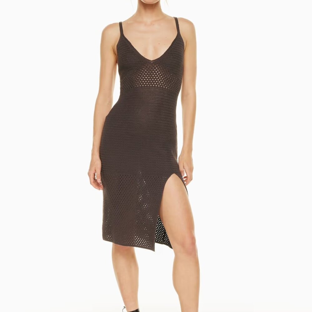 Artizia Evie Crochet Midi Dress in Brown